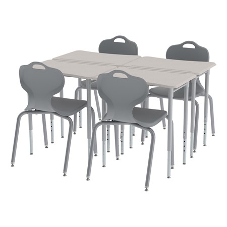 Rectangle Collaborative Desk w/ Curved Edge - Grouped