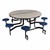 Round Mobile Stool Cafeteria Table w/ Plywood Core &amp; Powder-Coat Frame (60" Diameter) - Gray w/ Navy Stools