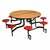 Round Mobile Stool Cafeteria Table w/ Plywood Core &amp; Powder-Coat Frame (60" Diameter) - Oak w/ Red Stools