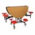 Round Mobile Stool Cafeteria Table w/ Plywood Core &amp; Powder-Coat Frame (60" Diameter) - Oak w/ Red Stools - Folded