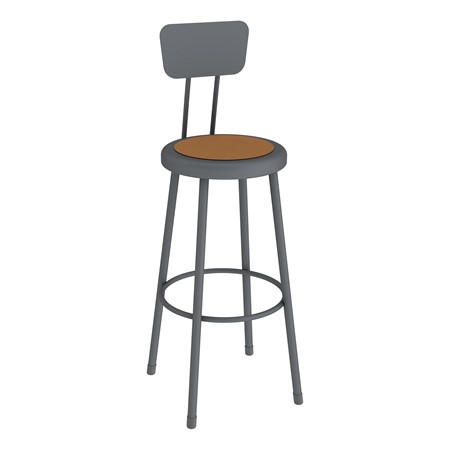 Metal Lab Stool w/ Backrest Graphite - Fixed Height (30" H)