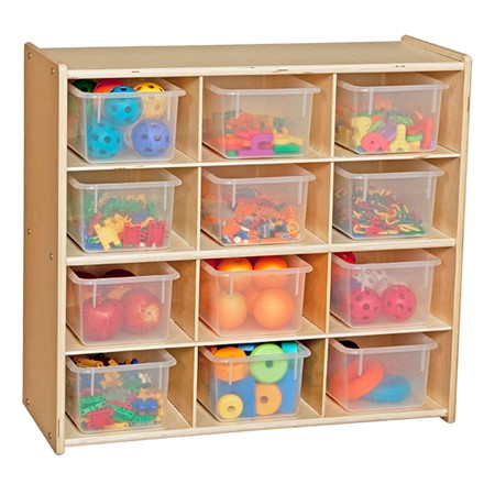 12-Tray Wooden Storage Unit - Assembled &amp; w/ Clear Trays - Accessories not included