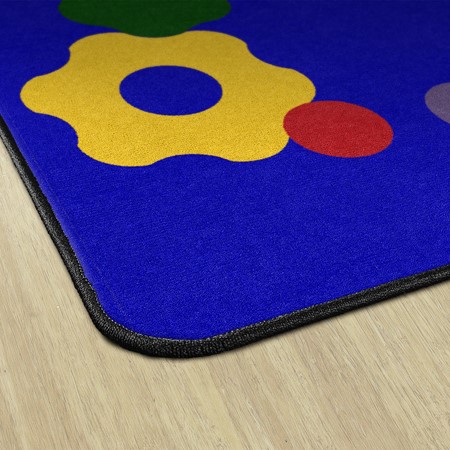 Primary Color Cog Border Classroom Rug - Edges
