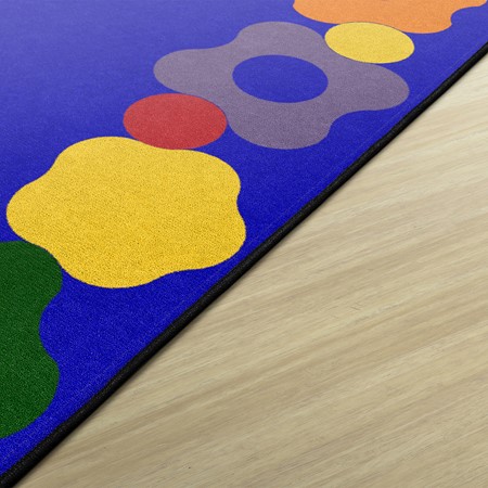 Primary Color Cog Border Classroom Rug
