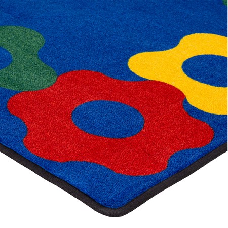 Primary Color Cog Border Classroom Rug