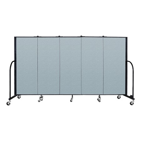 5' H Vinyl Freestanding Portable Partition - 5 Panels (9' 5" L) - Blue Tide