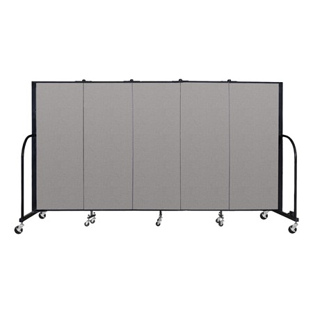 5' H Vinyl Freestanding Portable Partition - 5 Panels (9' 5" L) - Granite