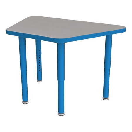 Shapes Accent Series Trapezoid Collaborative Table w/ Glides - Cosmic Strandz Top w/ Brilliant Blue Legs