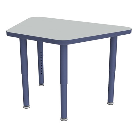 Shapes Accent Series Trapezoid Collaborative Table w/ Glides - North Sea Top w/ Navy Legs
